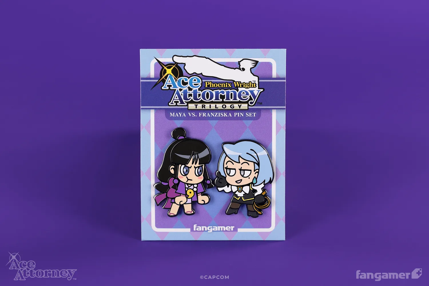 Fangamer Ace Attorney Maya vs Franziska Pin-Set 2 Pins Emaille