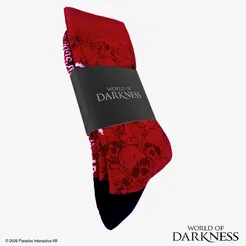 White Wolf Ankh Socken rot mit Totenkopfmuster