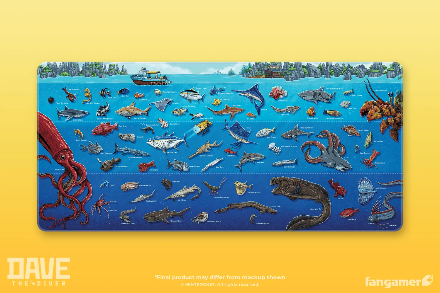 Fangamer Diver's Desk Mat Schreibtischunterlage 89 × 41 cm