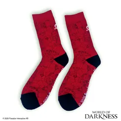 White Wolf Ankh Socken rot mit Totenkopfmuster