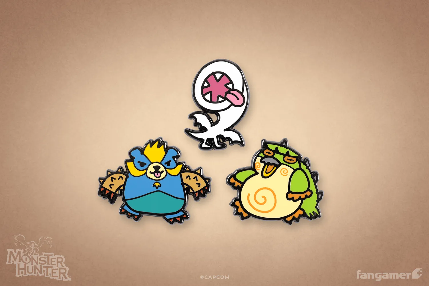 Fangamer Monster Hunter Wonk Monster Pin-Set 3 Pins Emaille