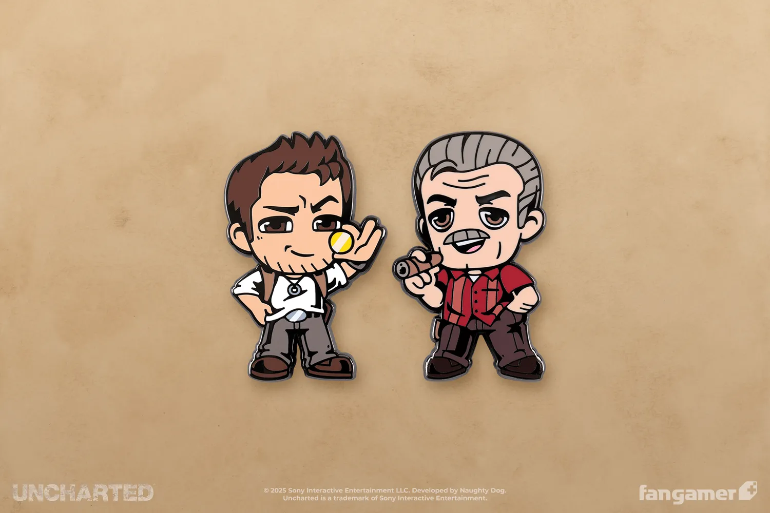 Fangamer Uncharted Nathan and Sully Pin-Set 2er Hard-Emaille