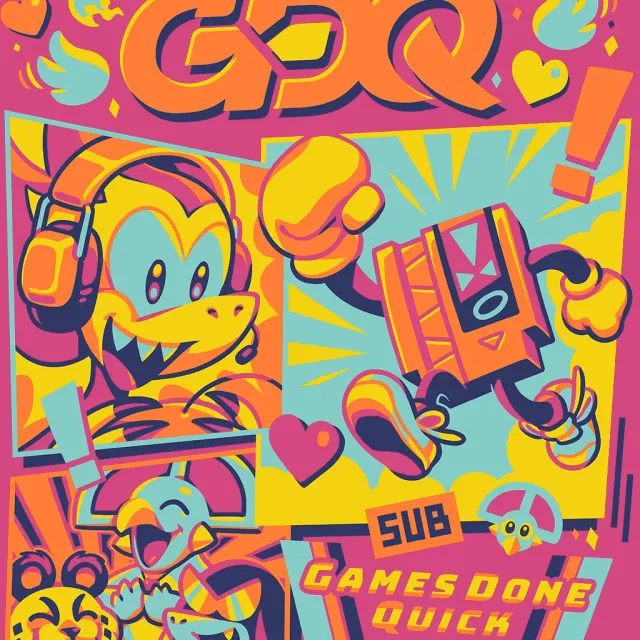 Fangamer Games Done Quick Marathon Mascots T-Shirt Baumwolle