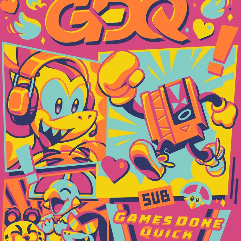 Fangamer Games Done Quick Marathon Mascots T-Shirt Baumwolle