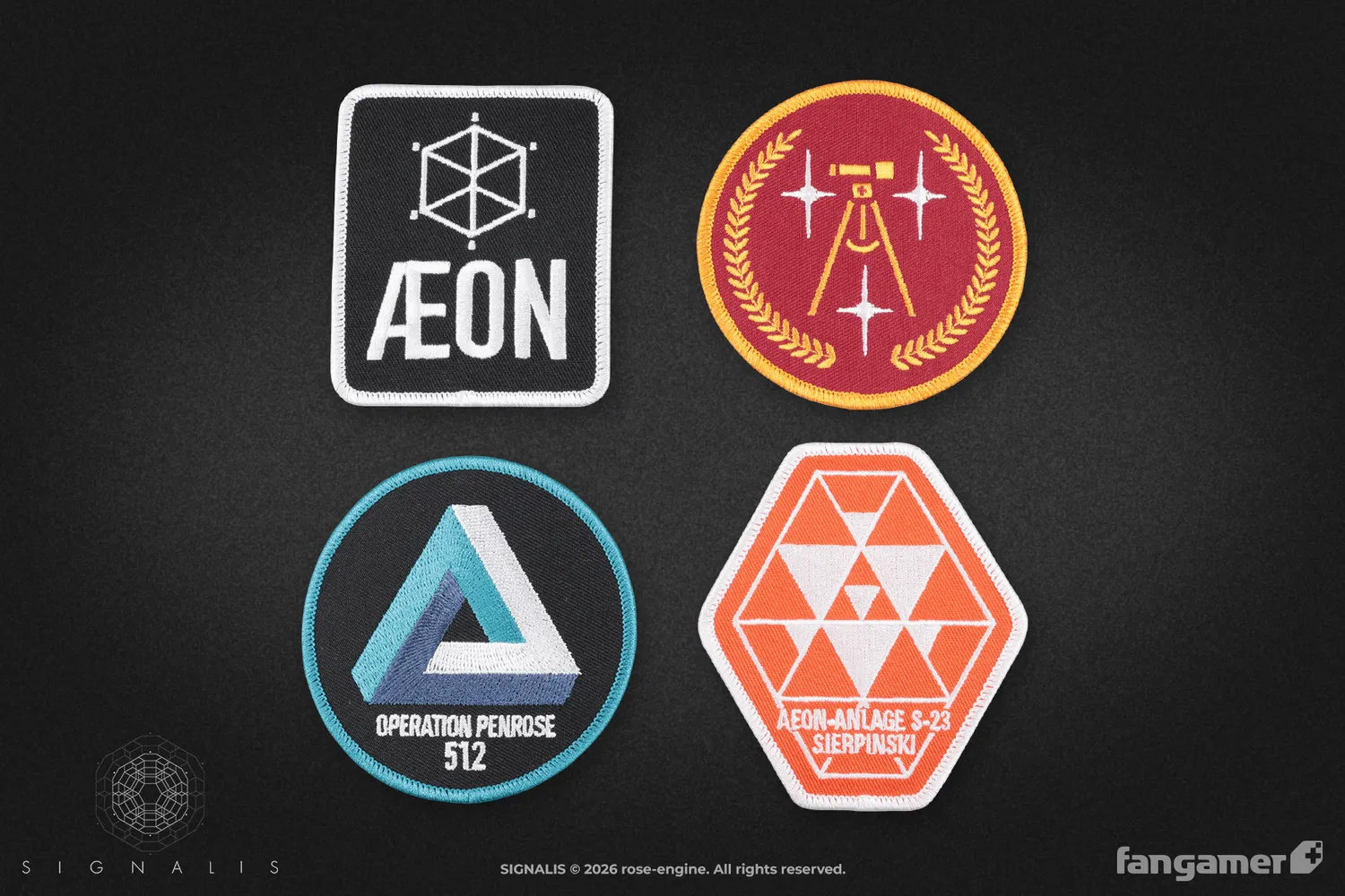 Fangamer SIGNALIS Patch-Set, 4 gestickte Aufnäher