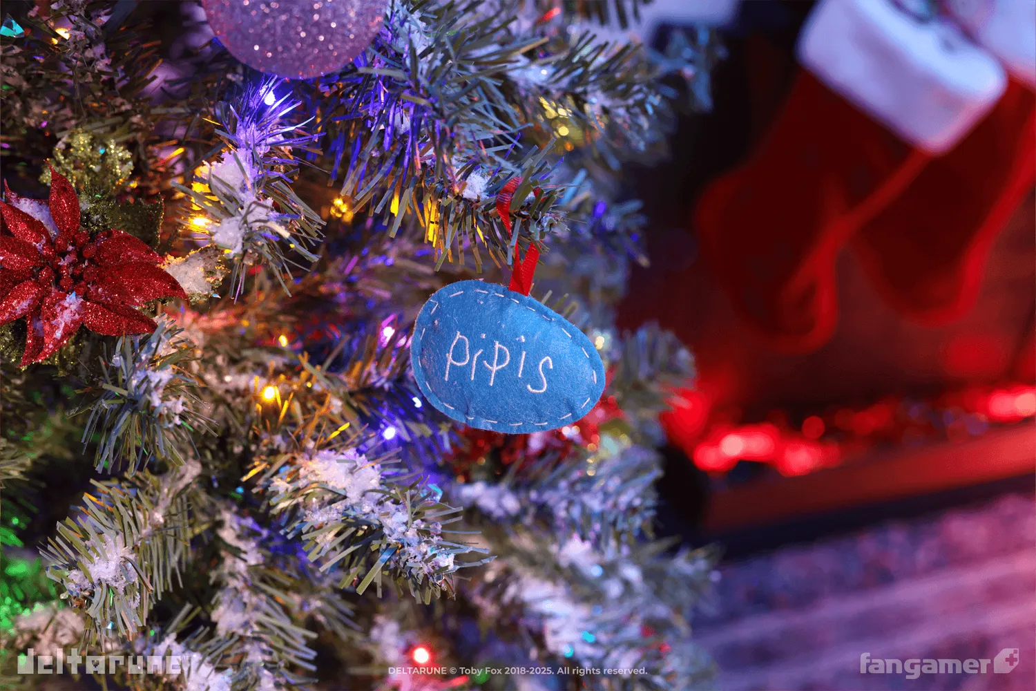 Fangamer DELTARUNE Pipis Ornament Filz-Anhänger rotes Band