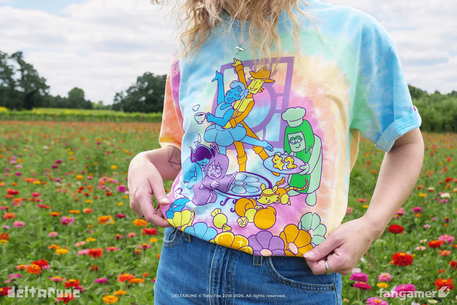 Fangamer Deltarune Flower Café T-Shirt Tie-Dye Baumwolle