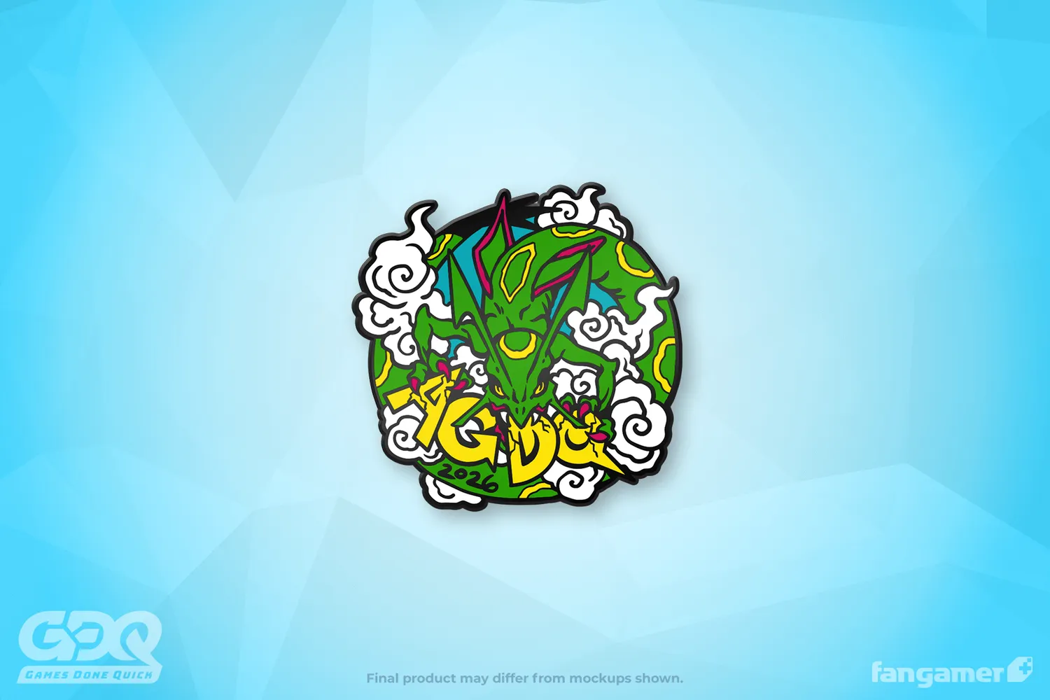 Fangamer AGDQ 2026 Finale Pin Emerald Dragon