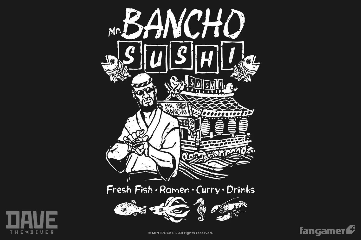 Fangamer Dave the Diver Bancho Sushi T-Shirt Baumwolle