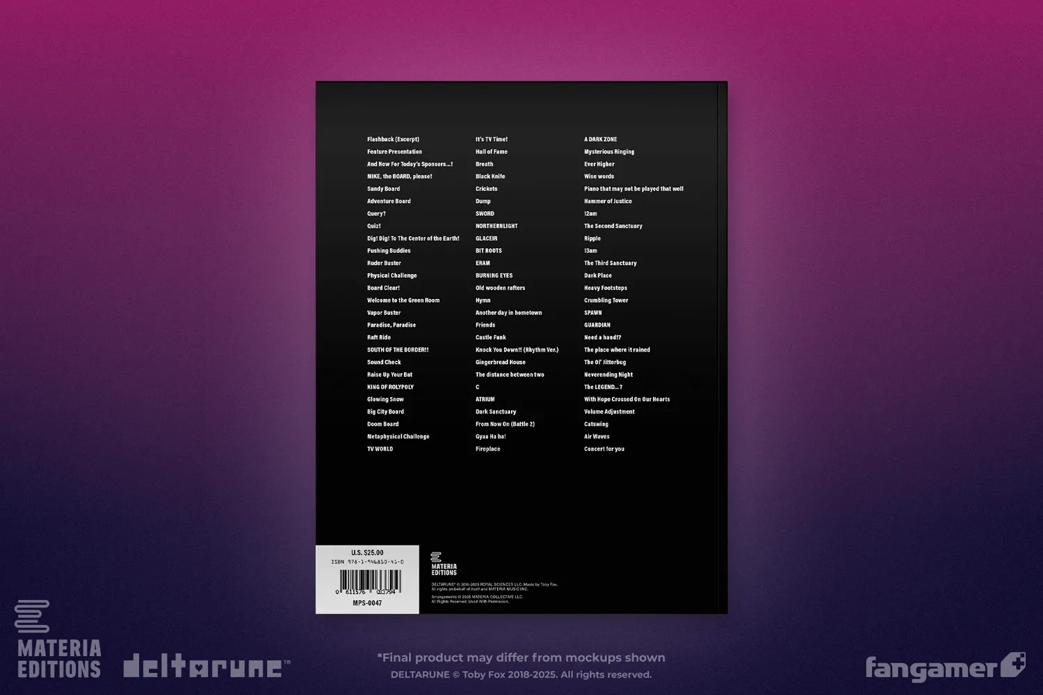 Fangamer Deltarune Chapters 3+4 Piano Notenbuch 78 Songs