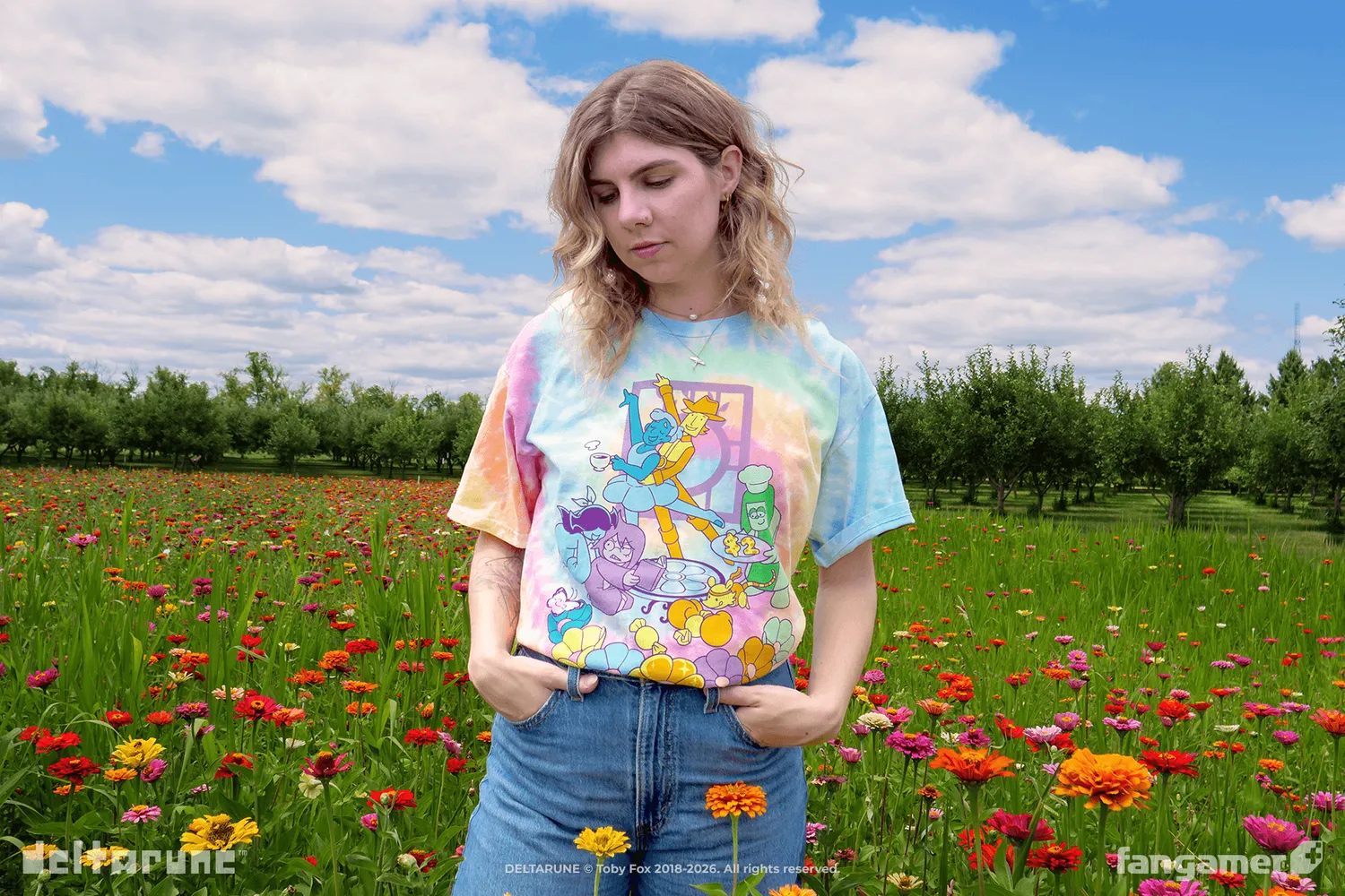 Fangamer Deltarune Flower Café T-Shirt Tie-Dye Baumwolle