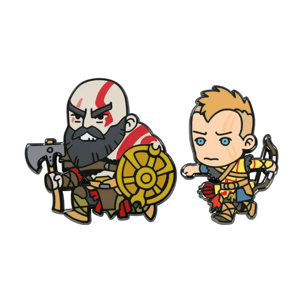 Fangamer God of War Kratos and Atreus Chibi Pin Set