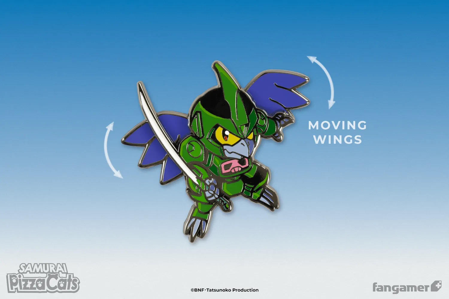 Fangamer Samurai Pizza Cats Bad Bird Moving Wings Pin Emaille
